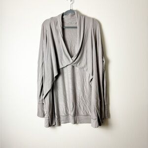ATHLETA • Women’s Studio Yoga Draped Cardigan Sweater Taupe/Grey Size Medium